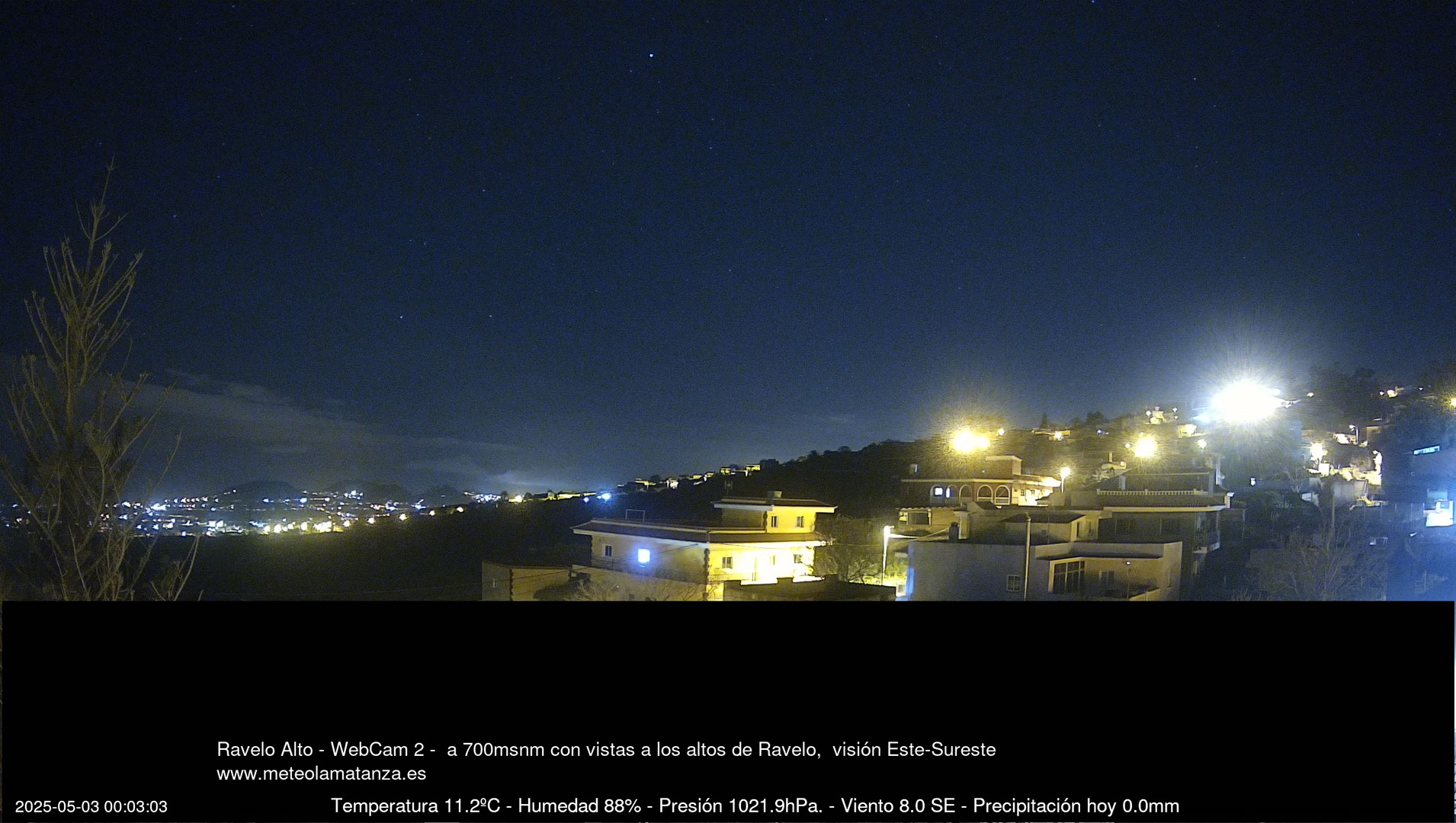 time-lapse frame, Ravelo, visión E-SE, 428msnm webcam